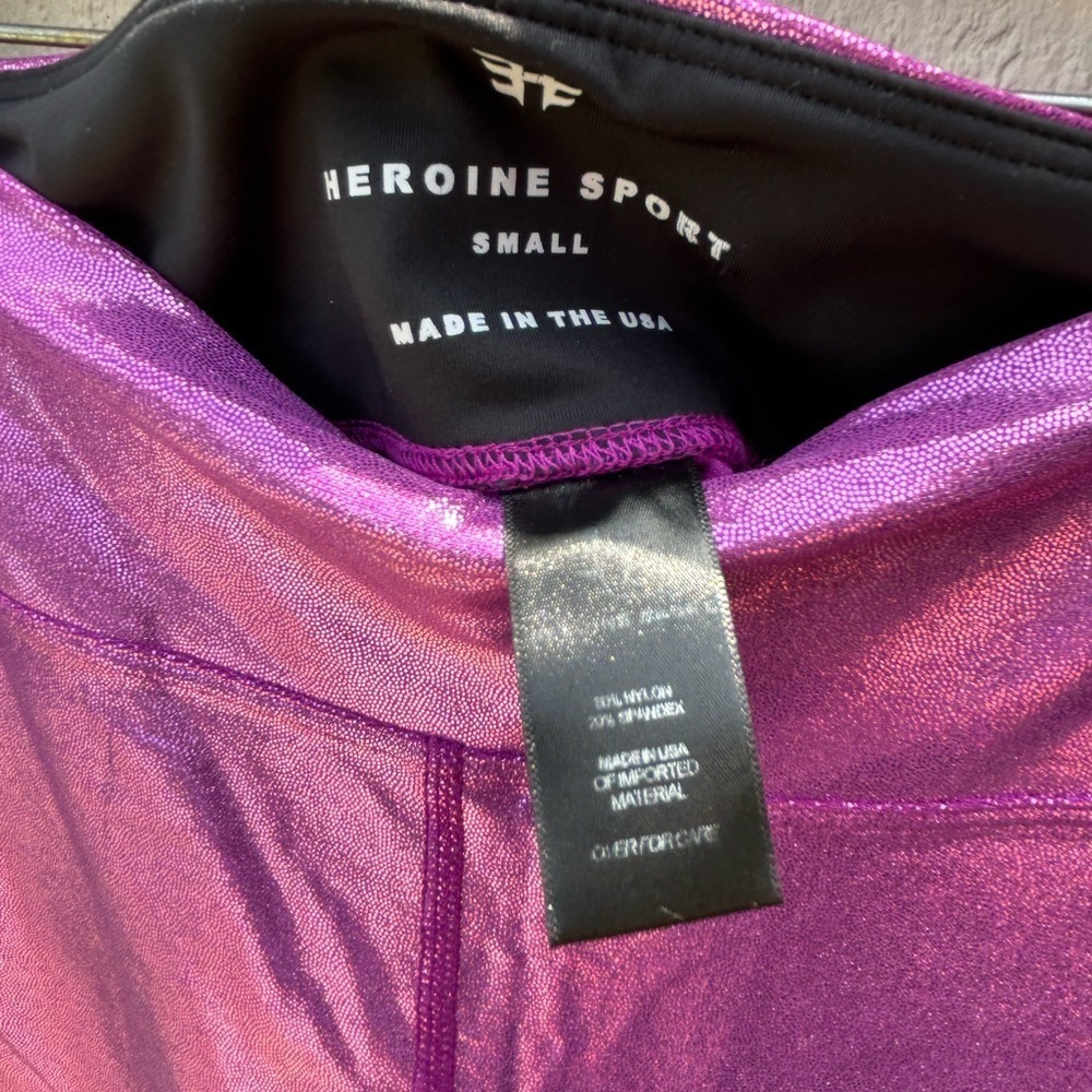 Heroine Sport Marvel Metallic Purple Leggings High-Waisted Athletic Athleisure S - Picture 2 of 3